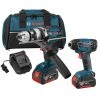 Factory Reconditioned Bosch CLPK222-181-RT 18V 4.0 Ah Cordless Lithium-Ion Brute Tough Hammer Drill And Hex Impact Driver Combo Kit