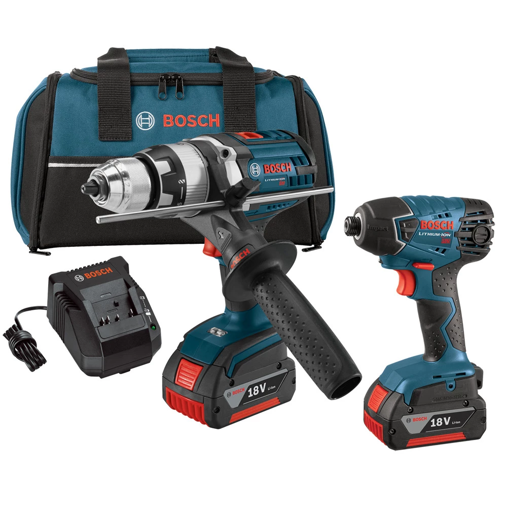 Factory Reconditioned Bosch CLPK222-181-RT 18V 4.0 Ah Cordless Lithium-Ion Brute Tough Hammer Drill And Hex Impact Driver Combo Kit 3 Factory Reconditioned Bosch CLPK222-181-RT 18V 4.0 Ah Cordless Lithium-Ion Brute Tough Hammer Drill And Hex Impact Driver Combo Kit