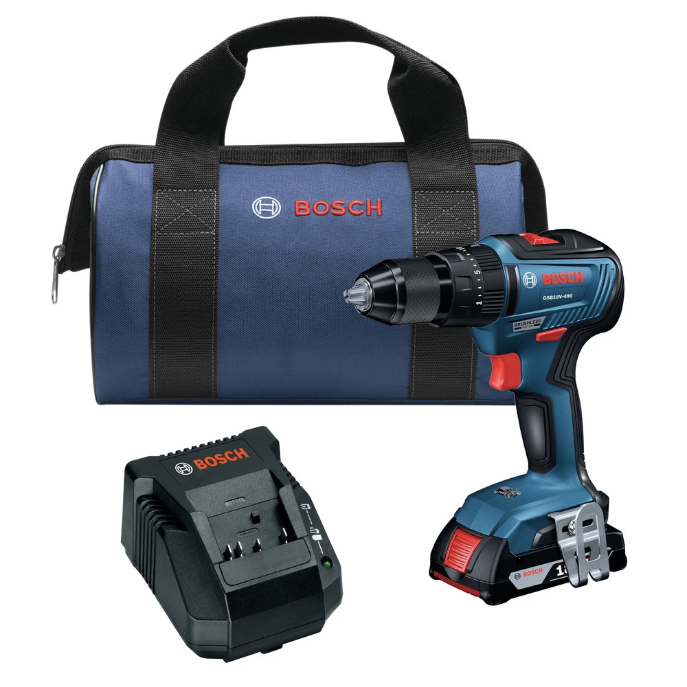 Factory Reconditioned Bosch GSB18V-490B12-RT 18V EC Brushless Lithium-Ion 1/2 In. Cordless Hammer Drill Driver Kit (2 Ah) 3 Factory Reconditioned Bosch GSB18V-490B12-RT 18V EC Brushless Lithium-Ion 1/2 In. Cordless Hammer Drill Driver Kit (2 Ah)