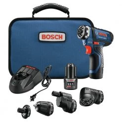 Factory Reconditioned Bosch GSR12V-140FCB22-RT 12V Lithium-Ion Max FlexiClick 5-In-1 1/4 In. Cordless Drill Driver System Kit (2 Ah)