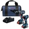 Factory Reconditioned Bosch GXL18V-224B25-RT 18V Brute Tough Connected-Ready EC Brushless Li-Ion 1/2 In. Cordless Hammer Drill Driver / 1/4 / 1/2 In. 2-In-1 Impact Driver Combo Kit (4 Ah) -RECONDITIONED PRODUCTS Store bshrgxl18v 224b25 rt
