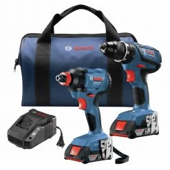 Factory Reconditioned Bosch GXL18V-232B22-RT 18V Compact Tough Lithium-Ion 1/2 In. Cordless Drill Driver / 1/4 In. And 1/2 In. 2-in-1 Bit/Socket Impact Driver Combo Kit (2 Ah)