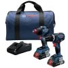 Factory Reconditioned Bosch GXL18V-251B25-RT 18V Lithium-Ion Brushless Freak 1/4 In. And 1/2 In. 2-in-1 Bit/Socket Impact Driver / 1/2 In. Hammer Drill Driver Combo Kit (4 Ah) -RECONDITIONED PRODUCTS Store bshrgxl18v 251b25 rt