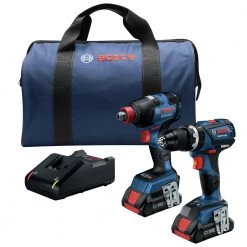 Factory Reconditioned Bosch GXL18V-251B25-RT 18V Lithium-Ion Brushless Freak 1/4 In. And 1/2 In. 2-in-1 Bit/Socket Impact Driver / 1/2 In. Hammer Drill Driver Combo Kit (4 Ah)