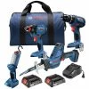 Factory Reconditioned Bosch GXL18V-496B22-RT 18V Lithium-Ion Cordless 4-Tool Combo Kit (2 Ah) -RECONDITIONED PRODUCTS Store bshrgxl18v 496b22 rt