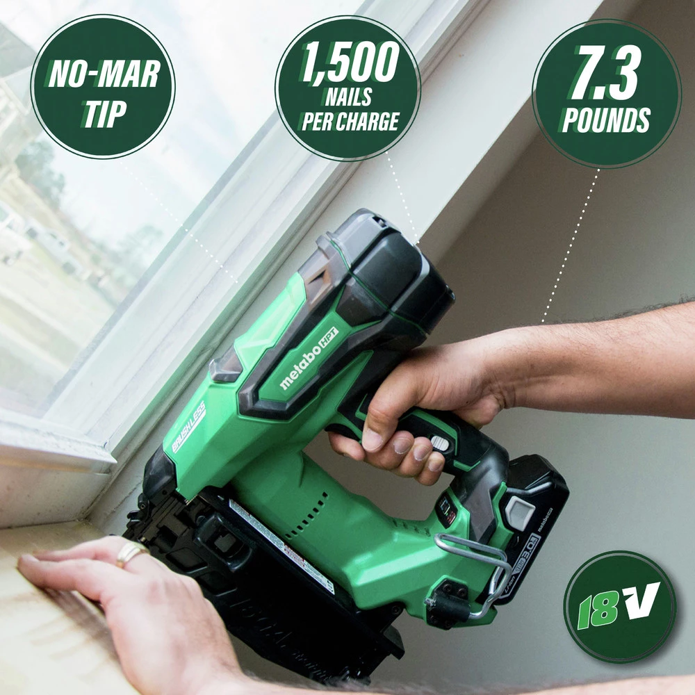 Factory Reconditioned Metabo HPT NT1865DMMR 18V Brushless Lithium-Ion 16 Gauge Cordless Straight Brad Nailer Kit (3 Ah) 6 Factory Reconditioned Metabo HPT NT1865DMMR 18V Brushless Lithium-Ion 16 Gauge Cordless Straight Brad Nailer Kit (3 Ah) - Image 4