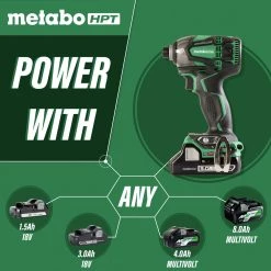 Factory Reconditioned Metabo HPT WH18DBDL2M 18V Brushless Lithium-Ion 1/4 In. Cordless Triple Hammer Impact Driver Kit (3 Ah) -RECONDITIONED PRODUCTS Store mhprwh18dbdl2m b