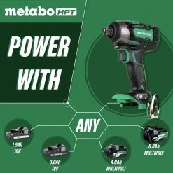 Factory Reconditioned Metabo HPT WR18DBDL2Q4M 18V Brushless Lithium-Ion 1/4 In. Cordless Triple Hammer Impact Wrench (Tool Only) -RECONDITIONED PRODUCTS Store mhprwr18dbdl2q4 b
