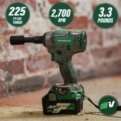 Factory Reconditioned Metabo HPT WR18DBDL2Q4M 18V Brushless Lithium-Ion 1/4 In. Cordless Triple Hammer Impact Wrench (Tool Only) -RECONDITIONED PRODUCTS Store mhprwr18dbdl2q4 c