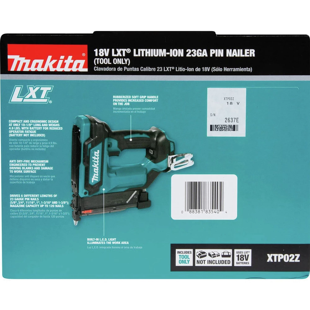 Factory Reconditioned Makita XTP02Z-R 18V LXT Lithium-Ion Cordless 23 Gauge Pin Nailer (Tool Only) 10 Factory Reconditioned Makita XTP02Z-R 18V LXT Lithium-Ion Cordless 23 Gauge Pin Nailer (Tool Only) - Image 9